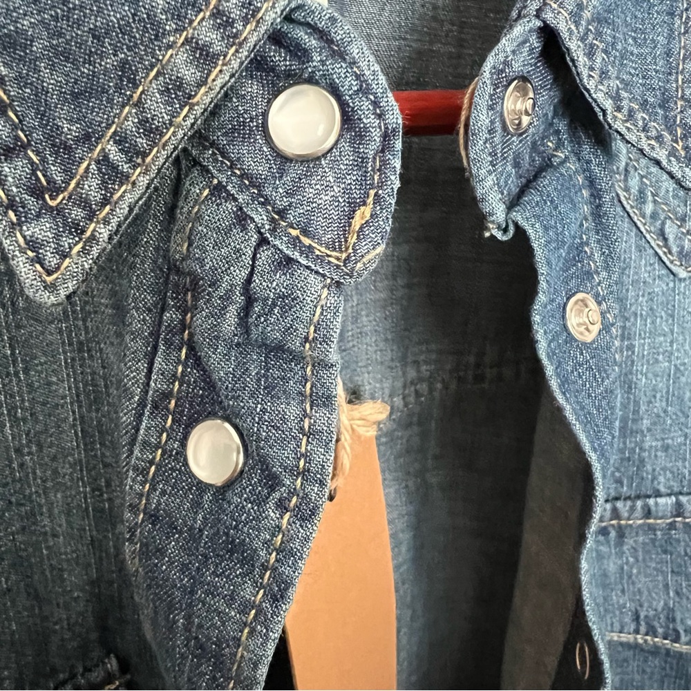Thread & Supply  Denim western style snap front horseback riding cowboy rodeo - Picture 4 of 11
